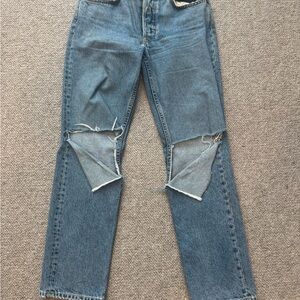 Trendy Ripped Light Wash Denim Jeans